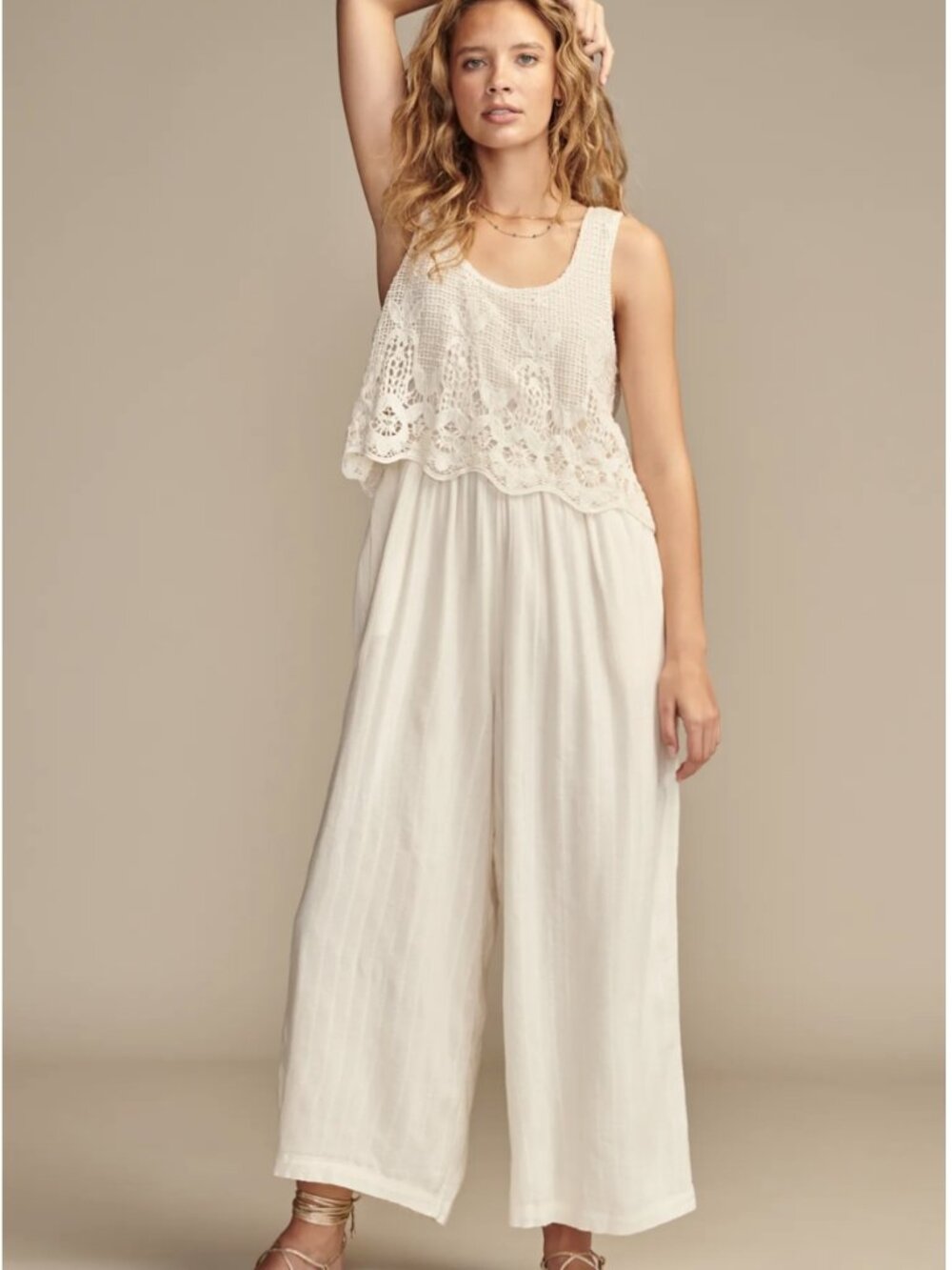 NWT Lucky Brand Lace Bodice Jumpsuit